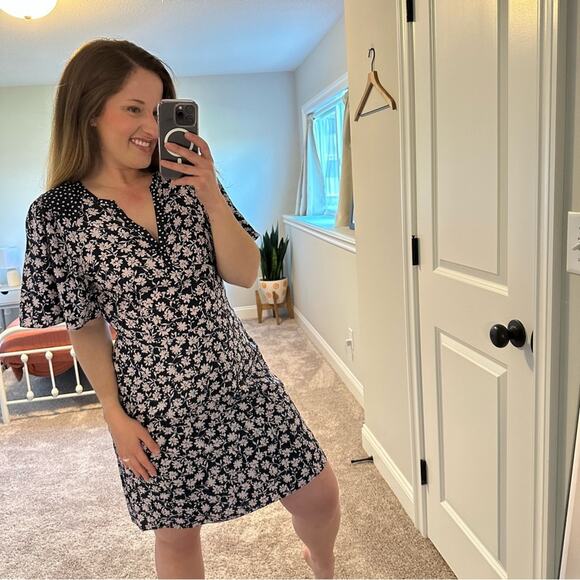 NWT Rebecca Taylor Navy Blue Pink Floral Mini Dress 6 - Picture 5 of 13